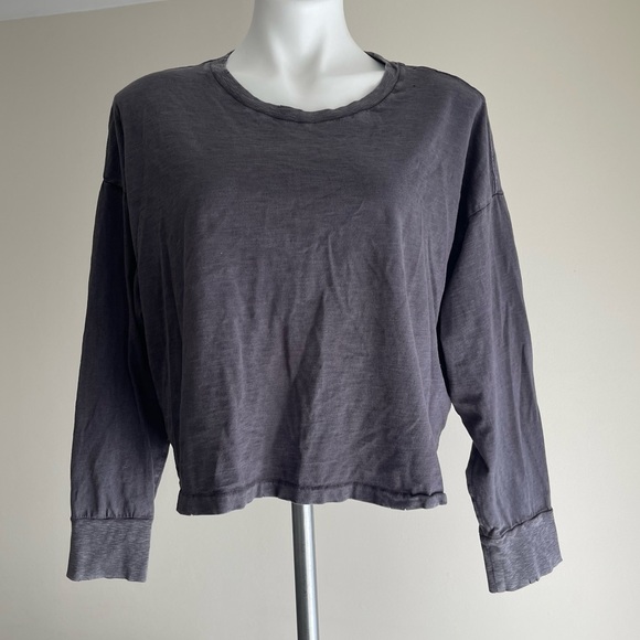 aerie Tops - Aerie Distressed Cropped Long Sleeve